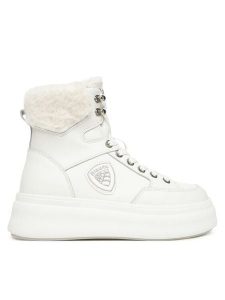 Blauer Botki F5EMERY01/LEA Biały. Białe botki Blauer, bez wzorów, ze skóry, bez obcasa, na płaskiej podeszwie, bez zapięcia. Za 559,99 zł.