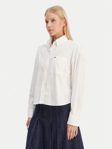 Tommy Jeans Koszula DW0DW22766 Écru Regular Fit. Koszule Tommy Jeans, xs, bez wzorów, z bawełny, bez kołnierzyka, bez ramiączek. Za 369,99 zł.