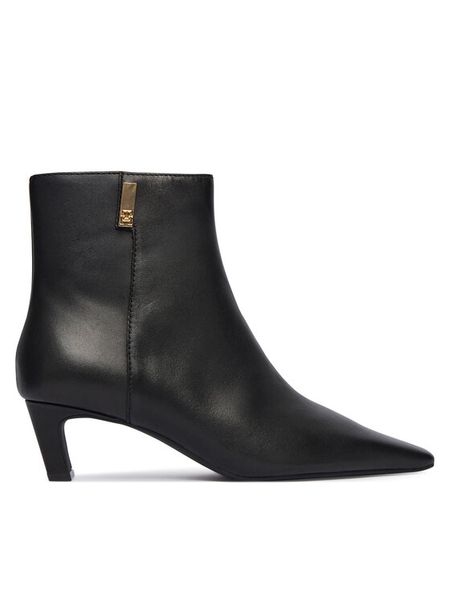 Tommy Hilfiger Botki Th Square Toe Kitten Bootie FW0FW08768 Czarny. Czarne botki TOMMY HILFIGER, bez wzorów, ze skóry, bez obcasa, na słupku, bez zapięcia. Za 549,99 zł.