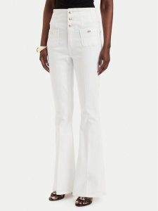 Guess Jeansy W6GA14 D0857 Kremowy Slim Fit. Białe jeansy Guess, z aplikacjami, z bawełny. Za 614,99 zł.