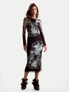 Desigual Sukienka codzienna Reims Lacroix 26SWVK53 Czarny Regular Fit. Czarne kombinezony Desigual, xs, bez wzorów, z syntetyku, bez kołnierzyka, bez ramiączek. Za 489,99 zł.