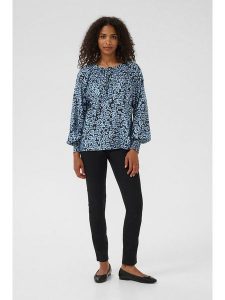 Kaffe Bluzka w kolorze czarno-błękitnym rozmiar: 42. Czarne bluzki Kaffe, bez wzorów, bez kołnierzyka, bez ramiączek. Za 104,99 zł.