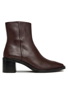 Calvin Klein Botki Block Heel Zip Boot Lth HW0HW02593 Bordowy. Czerwone botki Calvin Klein, bez wzorów, ze skóry, bez obcasa, na płaskiej podeszwie, bez zapięcia. Za 539,99 zł.