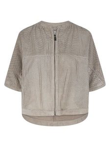 Milestone Skórzana kurtka "Clodia" w kolorze szarym rozmiar: 38. Szare kurtki Milestone, bez wzorów, ze skóry, bez kaptura. Za 404,99 zł.