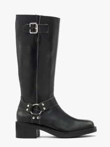 Czarne kozaki biker boots ze skóry licowej. Szare kozaki Ryłko, bez wzorów, ze skóry, bez obcasa, na obcasie, bez zapięcia. Za 699,99 zł.