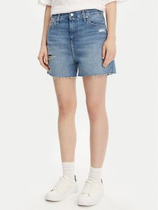 Calvin Klein Jeans Szorty jeansowe J20J225159 Niebieski Mom Fit. Niebieskie szorty Calvin Klein Jeans, bez wzorów, z bawełny. Za 229,99 zł.