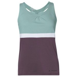 Koszulka kolarska damska Vaude Advanced Top. Fioletowe topy Vaude, bez wzorów, z poliesteru, sportowe, bez kołnierzyka, bez ramiączek. W wyprzedaży za 115,00 zł.