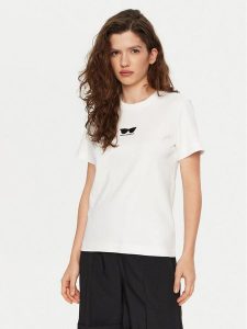 KARL LAGERFELD T-Shirt A1W17021 Biały Regular Fit. Białe t-shirty KARL LAGERFELD, s, bez wzorów, z bawełny, bez kołnierzyka, bez ramiączek. Za 229,99 zł.
