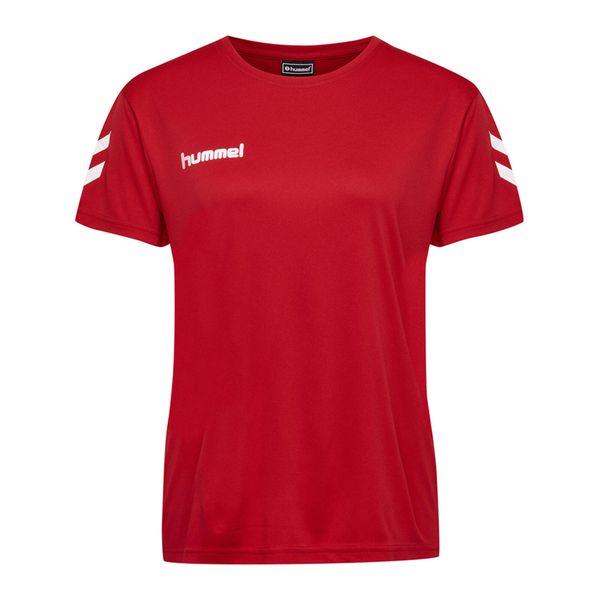 Koszulka piłkarska z krótkim rękawem damska Hummel Core Polyester Tee Woman S/S. Czerwone bluzki Hummel, s, bez wzorów, sportowe, bez kołnierzyka, bez ramiączek. Za 32,99 zł.