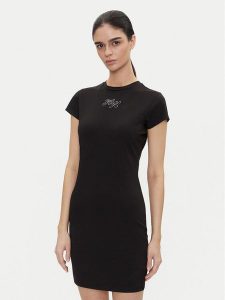 HUGO Sukienka codzienna 50537240 Czarny Slim Fit. Czarne kombinezony Hugo, l, bez wzorów, z bawełny, bez kołnierzyka, bez ramiączek. Za 279,99 zł.