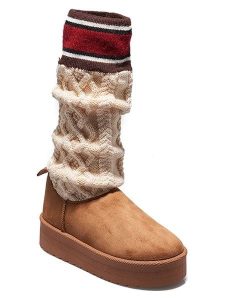 C'M Kozaki w kolorze jasnobrązowym rozmiar: 39. Brązowe kozaki C'M, na zimę, bez wzorów, bez obcasa, na platformie, bez zapięcia. Za 130,99 zł.