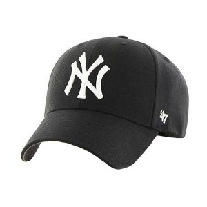 Czapka z daszkiem dla dorosłych 47 Brand New York Yankees MVP Cap. Czarne czapki 47 Brand, bez wzorów, z wełny, sportowe. Za 89,99 zł.