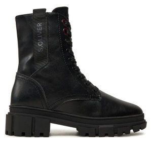 Trapery s.Oliver. Czarne buty zimowe s.Oliver, bez obcasa, bez zapięcia. Za 399,99 zł.