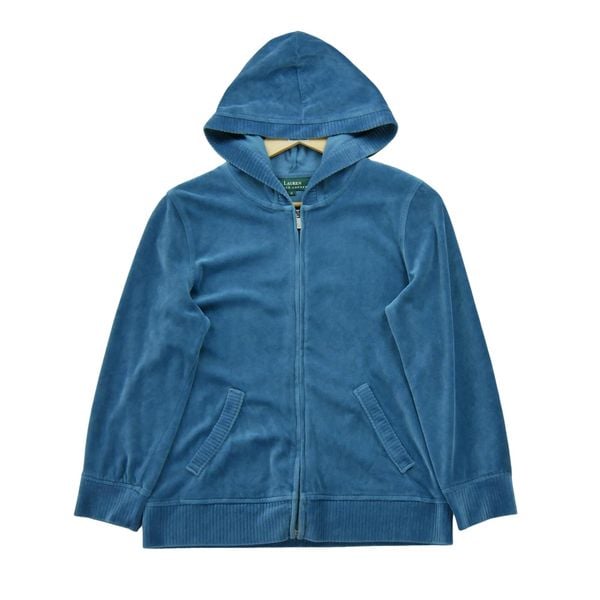 Second life - Bluza z kapturem z pełnym zamkiem dla kobiet - Jak nowy. Niebieskie golfy Ralph Lauren, bez wzorów. Za 105,71 zł.