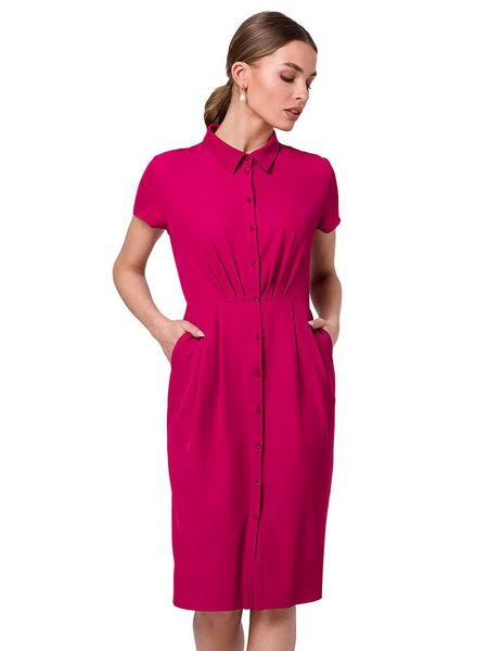 Stylove Sukienka w kolorze różowym rozmiar: XL. Różowe sukienki Stylove, xl, bez wzorów, bez kołnierzyka, bez ramiączek, midi. Za 184,89 zł.