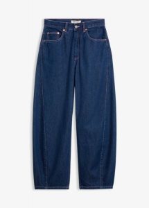 Jeansy o kroju balonowym, high waist. Niebieskie jeansy bonprix, bez wzorów, z jeansu, z podwyższonym stanem. Za 129,99 zł.