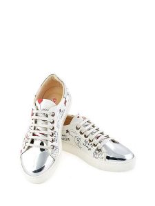 Goby Skórzane sneakersy w kolorze srebrno-białym rozmiar: 38. Białe trampki Goby, bez wzorów, bez zapięcia. Za 217,99 zł.