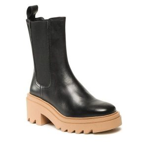 Botki GINO ROSSI. Czarne botki Gino Rossi, bez wzorów, bez obcasa, na słupku, bez zapięcia. Za 219,99 zł.