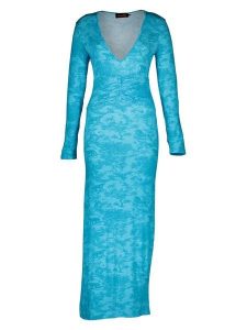 Miss goodlife Sukienka "Blue Jungle" w kolorze niebieskim rozmiar: XS. Niebieskie sukienki miss goodlife, xs, bez wzorów, z bawełny, bez kołnierzyka, bez ramiączek, maxi. Za 180,91 zł.