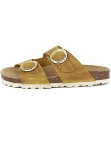 BABUNKERS Family Skórzane klapki w kolorze żółtym rozmiar: 37. Żółte klapki BABUNKERS Family, bez wzorów, z otwartym noskiem, bez obcasa. Za 173,99 zł.