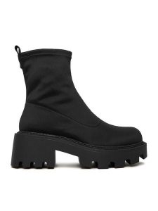DeeZee Botki 67091-8 Czarny. Czarne botki DeeZee, bez wzorów, z materiału, bez obcasa, na słupku, bez zapięcia. Za 219,99 zł.