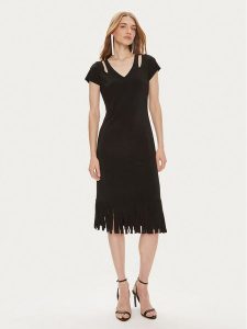 Joseph Ribkoff Sukienka letnia 241053 Czarny Slim Fit. Czarne sukienki Joseph Ribkoff, na lato, bez wzorów, z syntetyku, bez kołnierzyka, bez ramiączek. Za 539,99 zł.