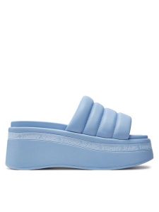 Tommy Jeans Klapki Tjw Wedge Sandal EN0EN02455 Błękitny. Niebieskie klapki Tommy Jeans, bez wzorów, z jeansu, bez obcasa. Za 469,99 zł.