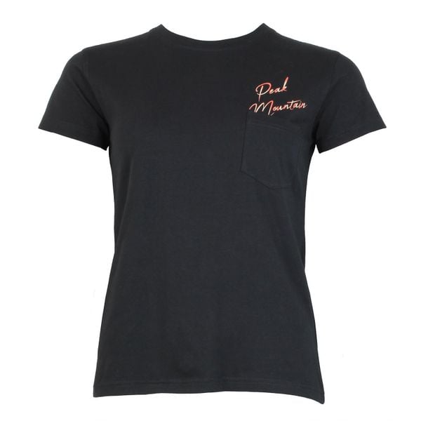 Koszulka damska Peak Mountain Ajojo. Czarne bluzki Peak Mountain, bez wzorów, casualowe, bez kołnierzyka, bez ramiączek. W wyprzedaży za 112,50 zł.