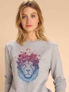 WOOOP Bluza "Floral Lion" w kolorze szarym rozmiar: M. Szare bluzy Wooop, m, bez wzorów, z bawełny, bez kaptura. Za 109,00 zł.