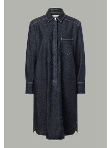 More & More Sukienka dżinsowa w kolorze granatowym rozmiar: 44. Niebieskie sukienki More & More, bez wzorów, bez kołnierzyka, bez ramiączek, midi. Za 189,95 zł.