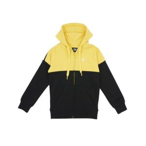 Bluza z kaptur na co dzień na siłownię. Żółte bluzy LEONE 1947 APPAREL, bez wzorów, z bawełny, bez kaptura. W wyprzedaży za 101,80 zł.