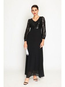 ASSUILI Sukienka w kolorze czarnym rozmiar: 36. Czarne sukienki Assuili, bez wzorów, klasyczne, bez kołnierzyka, bez ramiączek, maxi. Za 208,99 zł.