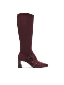 Hispanitas Kozaki HI254329 Bordowy. Czerwone kozaki Hispanitas, bez wzorów, ze skóry, bez obcasa, na słupku, bez zapięcia. Za 749,99 zł.