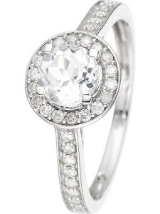 CARATELLI Złoty pierścionek "Isis" z diamentami i topazem rozmiar: 52. Białe pierścionki CARATELLI, z diamentem, złote. Za 1 805,99 zł.