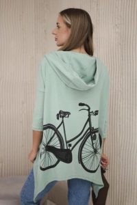 Bluza z nadrukiem roweru ciemno miętowa. Zielone bluzy KESI, l, bez wzorów, z bawełny, z kapturem. Za 218,51 zł.