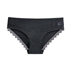 Figi prążkowane z koronką na co dzień i okazje Asja. Brązowe figi Intica, bez wzorów, z koronki. W wyprzedaży za 59,00 zł.