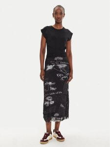 Desigual Sukienka codzienna Good News 24WWVK77 Czarny Regular Fit. Czarne kombinezony Desigual, xs, bez wzorów, z syntetyku, bez kołnierzyka, bez ramiączek. Za 249,99 zł.