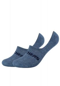 Skarpetki sportowe dla dorosłych 2PPK Mesh Ventilation Footies Socks. Niebieskie skarpetki Skechers, bez wzorów, z bawełny. Za 29,99 zł.