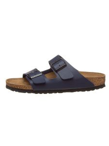 Birkenstock Klapki "Arizona" w kolorze granatowym rozmiar: 40. Niebieskie klapki Birkenstock, bez wzorów, z otwartym noskiem, bez obcasa. Za 285,49 zł.