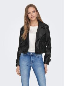 ONLY Kurtka z imitacji skóry 15293027 Czarny Regular Fit. Czarne kurtki ONLY, xl, bez wzorów, ze skóry, bez kaptura. Za 349,99 zł.