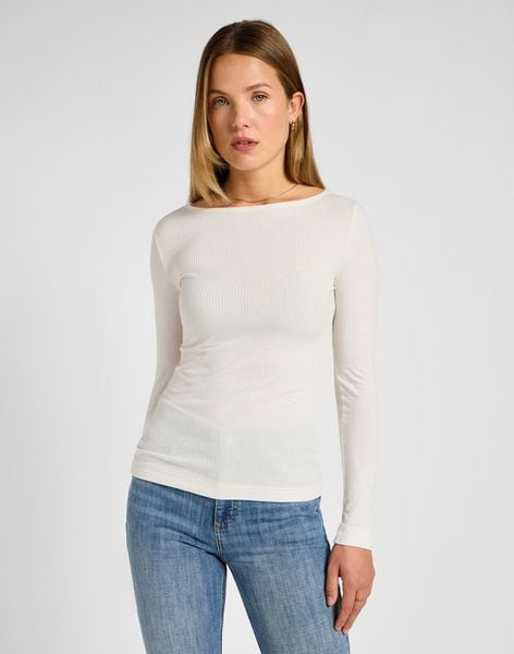 DAMSKA KOSZULKA LEE LS BOAT NECK TEE ECRU 112355203. Bluzki Lee, xs, bez wzorów, bez kołnierzyka, bez ramiączek. Za 99,99 zł.