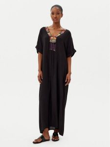 LOLA CASADEMUNT Sukienka letnia LS2516029 Czarny Relaxed Fit. Czarne kombinezony LOLA CASADEMUNT, na lato, s, bez wzorów, z wiskozy, bez kołnierzyka, bez ramiączek. Za 319,99 zł.