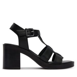 Sandały Tamaris. Czarne sandały Tamaris, bez wzorów, bez obcasa, na słupku, bez zapięcia. Za 379,99 zł.