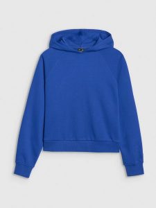 4F Bluza dresowa nierozpinana z kapturem damska - niebieska S. Niebieskie bluzy 4f, s, bez wzorów, z bawełny, z kapturem. W wyprzedaży za 99,99 zł.