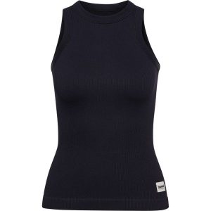 Damski tank top Hummel Pulse. Czarne topy Hummel, bez wzorów, z materiału, sportowe, bez kołnierzyka, bez ramiączek. Za 196,00 zł.