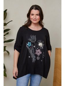 Curvy Lady Bluzka w kolorze czarnym rozmiar: 40/42. Czarne bluzki Curvy Lady, bez wzorów, z bawełny, klasyczne, bez kołnierzyka, bez ramiączek. Za 97,28 zł.