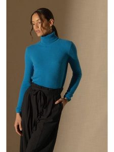 Perfect Cashmere Kaszmirowy golf "Ashley" w kolorze niebieskim rozmiar: XL. Niebieskie golfy Perfect Cashmere, bez wzorów, z kaszmiru. Za 376,85 zł.