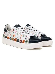 Goby Skórzane sneakersy w kolorze biało-czarnym ze wzorem rozmiar: 41. Białe trampki Goby, bez wzorów, bez zapięcia. Za 298,67 zł.
