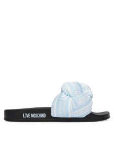 LOVE MOSCHINO Klapki JA28312G0OIW370A Niebieski jasny. Niebieskie klapki LOVE MOSCHINO, bez wzorów, z materiału, bez obcasa. Za 481,99 zł.