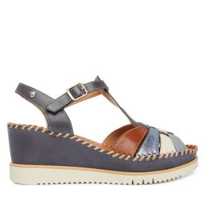 Sandały Pikolinos. Niebieskie sandały Pikolinos, bez wzorów, bez obcasa, na koturnie, bez zapięcia. Za 599,99 zł.